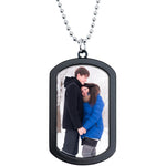 Personalized Black Dog Tag Photo Pendant Necklace