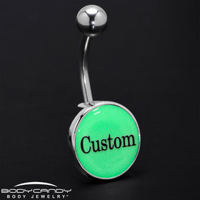Custom Glow in the Dark Personalized Name Dangle Belly Ring