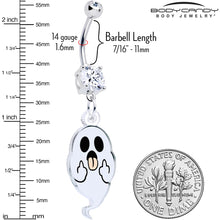 Acrylicious Sassy Spirit Middle Finger Ghost Dangle Belly Ring by Onyx O