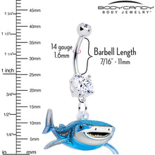 Acrylicious Attack Swimming Shark Dangle Belly Ring by Onyx O