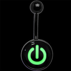 Glow in the Dark Titanium Power Button Belly Ring
