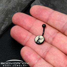 Glow in the Dark Titanium Deer Buck Belly Ring