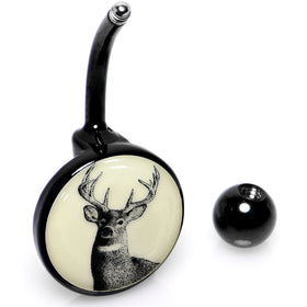 Glow in the Dark Titanium Deer Buck Belly Ring