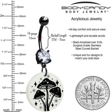 Black Double Gem Glow in the Dark Mystic Mushroom Dangle Belly Ring by Onyx O