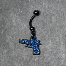 Blue Glitter Gun Dangle Belly Ring