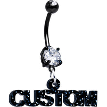 Custom Black Double Gem Personalized Name Belly Ring
