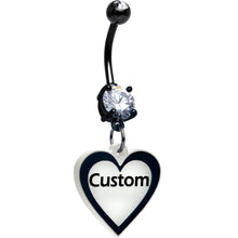 Custom Glow in the Dark Heart Dangle Personalized Belly Ring