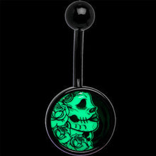 Black Glow in the Dark Katrina Sugar Skull Belly Ring