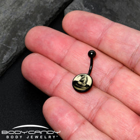 Black Titanium Magic Witch Hat Glow in the Dark Belly Ring