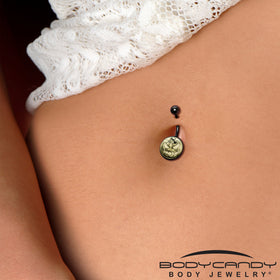 Black Titanium Bad Jack O' Lantern Glow in the Dark Belly Ring