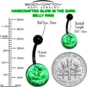 Black Titanium Bad Jack O' Lantern Glow in the Dark Belly Ring