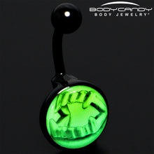 Black Titanium Fearsome Fangs Glow in the Dark Belly Ring