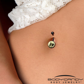 Black Titanium Classic Candy Corn Glow in the Dark Belly Ring