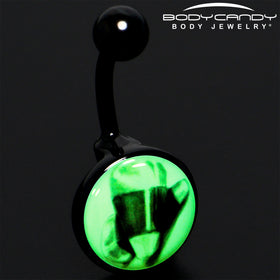 Black Titanium Classic Candy Corn Glow in the Dark Belly Ring