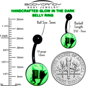 Black Titanium Classic Candy Corn Glow in the Dark Belly Ring