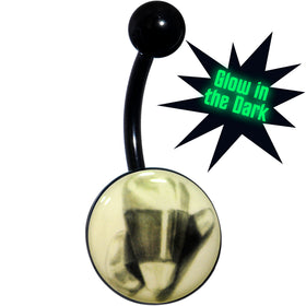 Black Titanium Classic Candy Corn Glow in the Dark Belly Ring