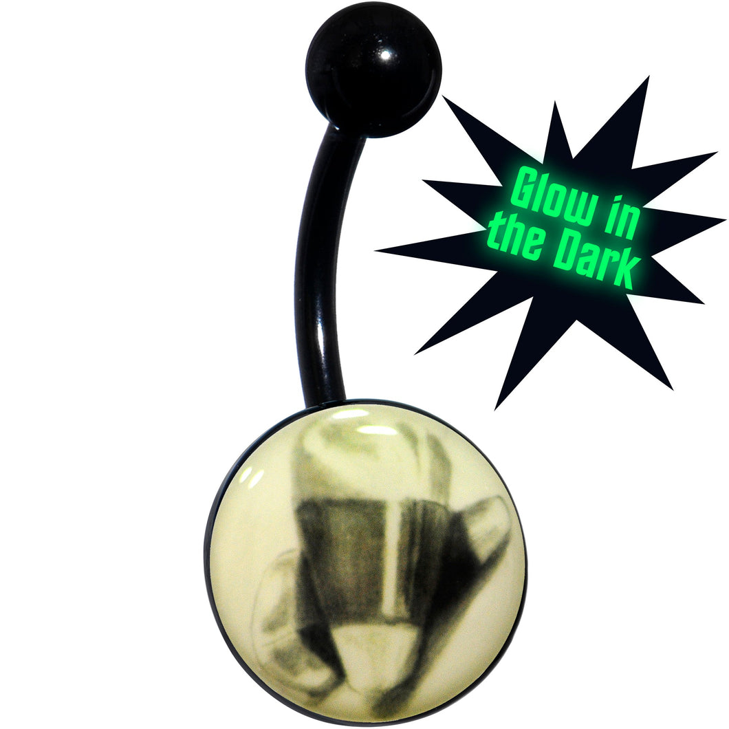 Black Titanium Classic Candy Corn Glow in the Dark Belly Ring