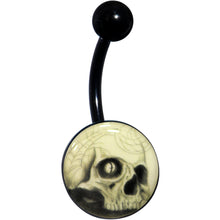 Black Titanium Webbed Skull Glow in the Dark Belly Ring