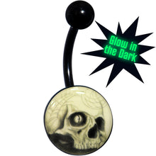 Black Titanium Webbed Skull Glow in the Dark Belly Ring