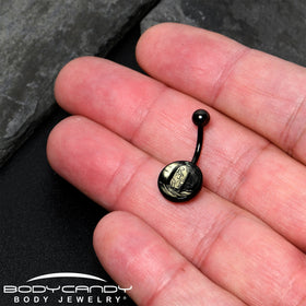 Black Titanium RIP Tombstone Glow in the Dark Belly Ring
