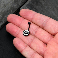 Black Glow in the Dark Lipstick Kiss Mark Belly Ring by Onyx O