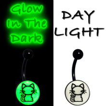 Black Anodized Glow in the Dark Kitty Cat Belly Ring by Onyx O