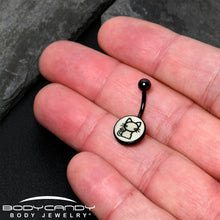 Black Anodized Glow in the Dark Kitty Cat Belly Ring by Onyx O