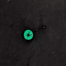 Black Glow in the Dark Black Widow Spider Belly Ring by Onyx O