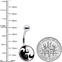 Cute Kitty Cat Yin Yang Belly Ring by Onyx O