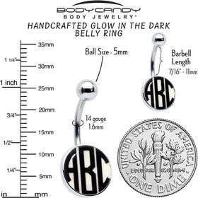 Custom Glow in the Dark Logo Personalized Initial Belly Ring