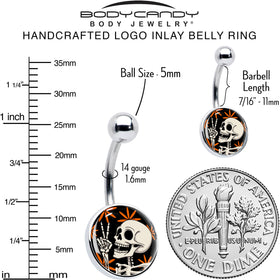 Peace Sign Skeleton Belly Ring by Onyx O