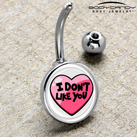 I Don't Like You Valentine Heart Belly Ring