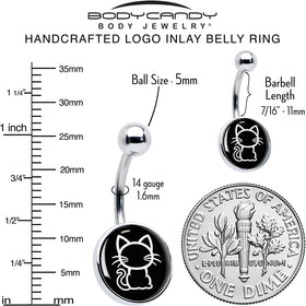 Black and White Kitty Cat Belly Ring by Onyx O