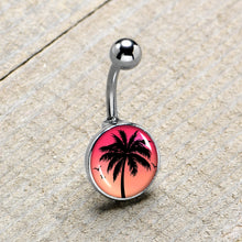 Red Sunset Palm Tree Belly Ring by Onyx O