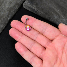 Retro Stripes Peace Sign Fingers Belly Ring by Onyx O