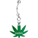 Custom Marijuana Pot Leaf Personalized Dangle Belly Ring