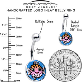 Swimming Pink Pufferfish Belly Ring by Onyx O