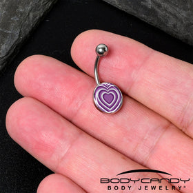 Purple Retro Heart Belly Ring by Onyx O