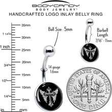 Black White Winged Cross Belly Ring by Onyx O