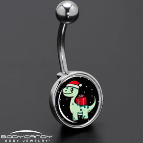 Christmas Holiday Dinosaur Belly Ring by Onyx O