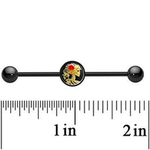 14G Black Anodized Red Rose Flower Skeleton Cameo Industrial Bar 37mm