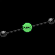 Custom Glow in the Dark Personalized Industrial Barbell in Black Titanium