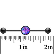 14G Black Anodized Universal Harmony Wolf Industrial Barbell 37mm
