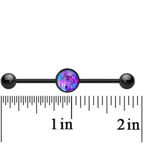 14G Black Anodized Universal Harmony Wolf Industrial Barbell 37mm