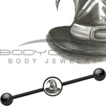 14G Black Anodized Magic Witch Hat Industrial Barbell 37mm