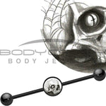 14G Black Anodized Halloween Webbed Skull Industrial Barbell 37mm