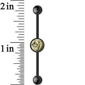 14G Black Glow in the Dark Jack O Lantern Industrial Barbell 37mm