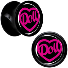 Hollow Heart Doll Word Black Acrylic Saddle Plug Set by Onyx O
