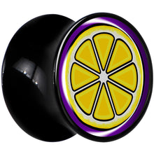 Yellow Slice of Lemon Black Acrylic Saddle Plug Set by Onyx O