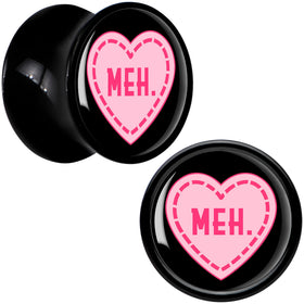 MEH Heart Black Acrylic Saddle Plug Set by Onyx O